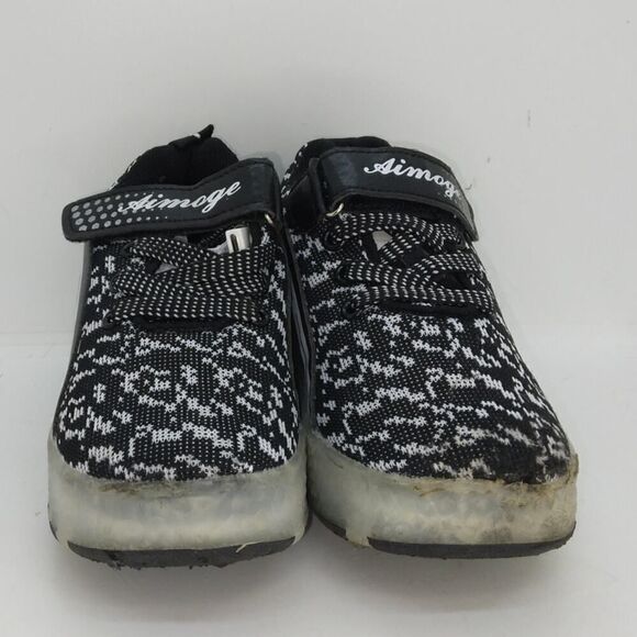 Aimoge Boys Pre-owned Black w/White Accents Roller Skate Sneakers - sz. 13C - Picture 2 of 5